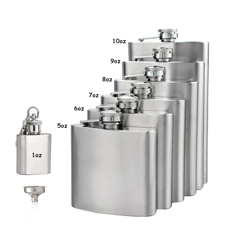 1 4 5 6 7 8 9 10 Oz Stainless Steel Hip Flask with Funnel Pocket Hip Flask Alcoh