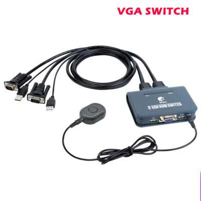 2 Port USB VGA DVI HDMI KVM Switch Converter Dual PC To 1 Monitor Keyboard Mouse