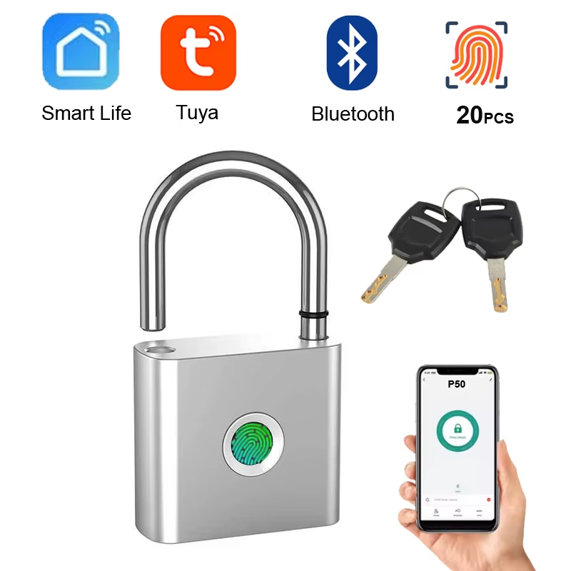 Tuya Bluetooth Fingerprint Padlock Smart Home Door Lock 20 Groups Fingerprint Sa