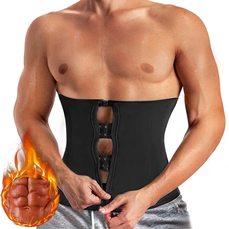 Mens Fajas Latex Slim Waist Trainer Sauna Tummy Control Girdle Belt