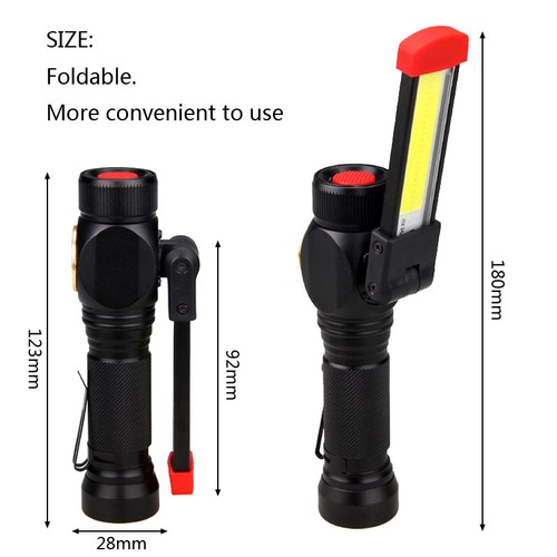7 Modus USB wiederaufladbare COB LED Arbeitslicht Klapplicht Camping Lampe 18650