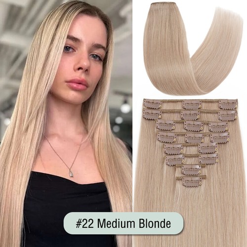 Any Color 8"-24" Clip In Real Remy Human Hair Extensions Add Highlight Top Sale