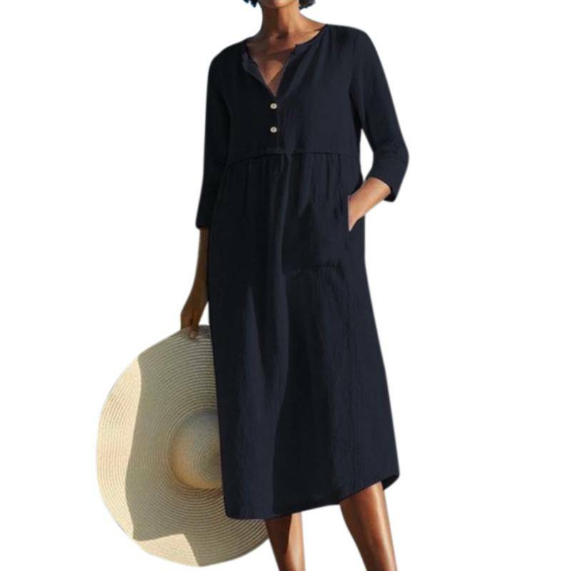 Damen Kaftan Midikleid Sommerkleid Strandkleid Baggy Kleider Freizeit Shirtkleid