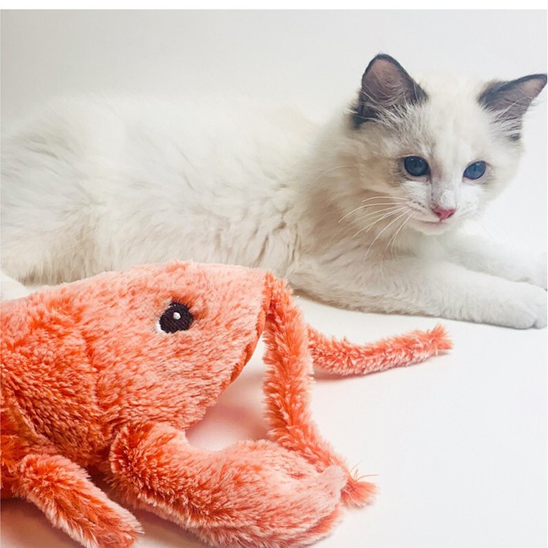 Electric Jumping Shrimp USB Simulation Lobster Funny Pet Cat Plush Toy Xmas Gift