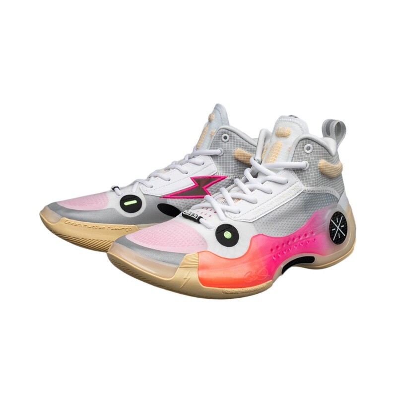 Pre-owned Li-ning Way Of Wade 10-blosso Men's Mid Top Basketball Shoes Abas115-1 In White
