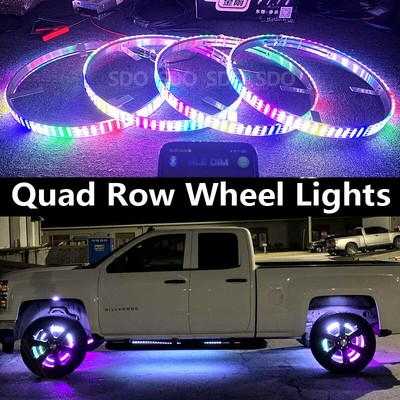 17.5'' Quad Row LED Wheel Ring Lights For Truck Chasing Flowing Rim Lights Kit