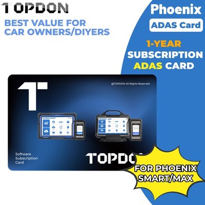 2025 TOPDON ADAS Software 1-Year Update Subsription Card Phoenix Max Smart ELITE