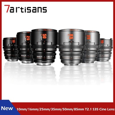 7artisans 10/16/25/35/50/85mm T2.1 S35 Cine Lens For Sony E Canon RF Fuji X M4/3