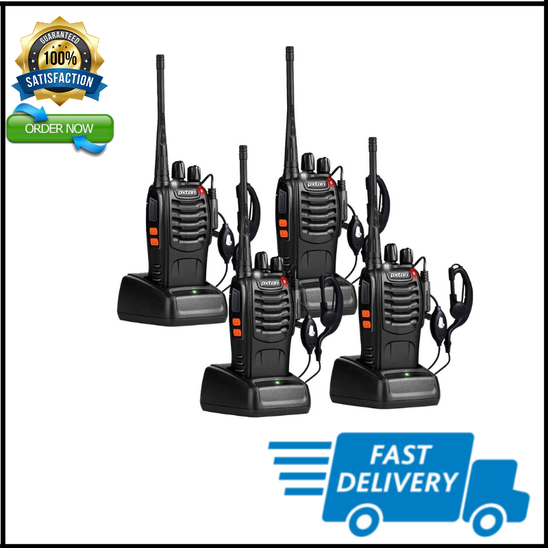 4 Pack Set Long Range Walkie Talkie 50 Mile Two Way Radio Charge Waterproof