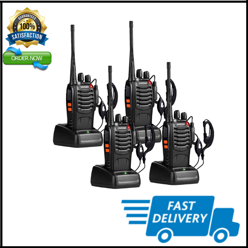 4 Pack Set Long Range Walkie Talkie 50 Mile Two Way Radio Ch