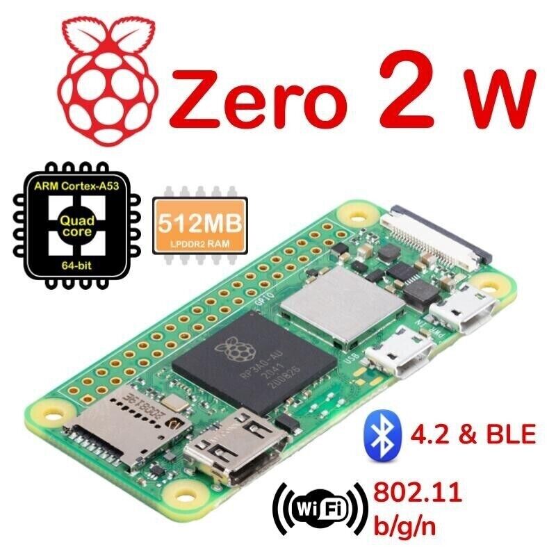 Zero W V2, Brand New, Fast Shipping, 1ghz Quad-core 64-bit Arm Cpu