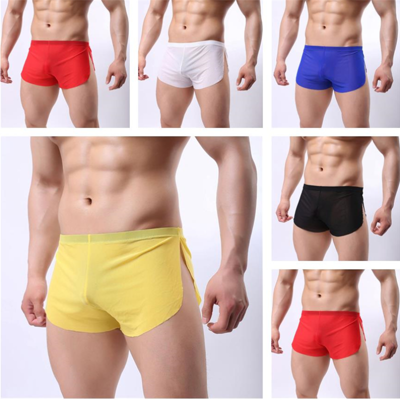 Hommes Maille Boxer Transparent Short Respirant Slip Lingerie Dos Séparé Souple