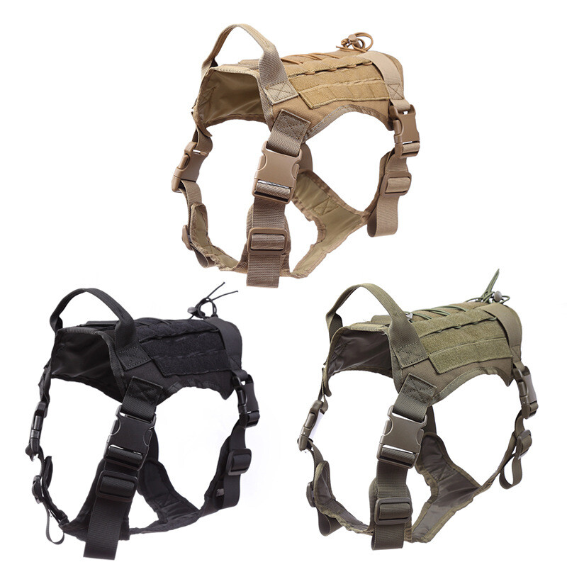 Dog Harness Pet Dog Training Vest Working Molle Outdoor Black Camouflage