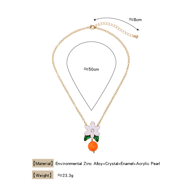 necklace pendant watch Cute Orange Bead Crystal Enamel Flower Pendant Necklace xl00511b
