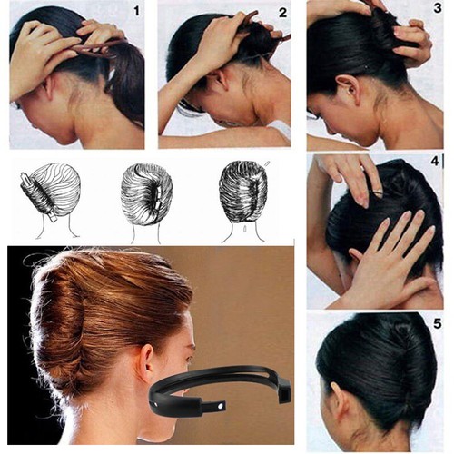 1pc Women Hair Styling Updo Donut Bun Clip Tool French Twist Maker Holder Charm