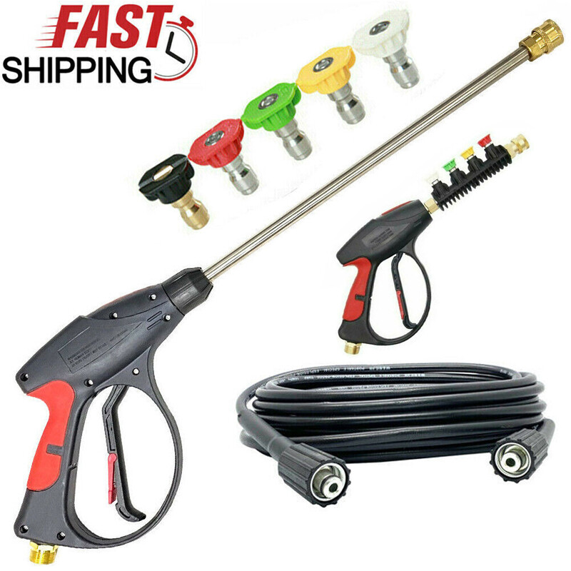 High Pressure 4000PSI Car Power Washer Gun Spray Wand Lance Nozzle 26FT Hose~