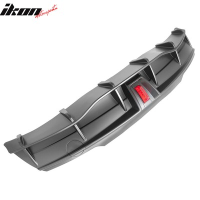 Fits 20-23 Tesla Model Y IKON Style Matte Black Rear Bumper Lip Diffuser W/ LED