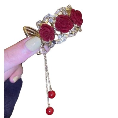 Romantic Rose Shape Ponytail Hair Claw Shinning Wedding Hair Barrettes