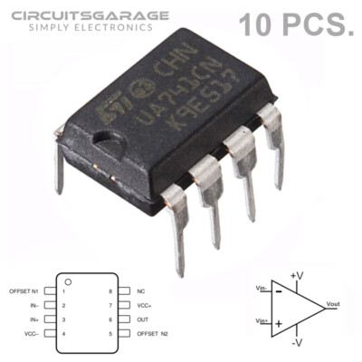 10 X UA741CN LM741 UA741 Op-Amp IC TI DIP-8 Operational Amplifier - USA