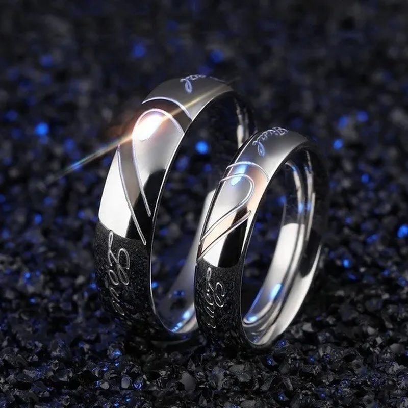 Stainless Steel Couple Ring Jewelry Wedding Rings Men Women Ring Sets Romantic Heart Jewelry Couples Ring for Lovers