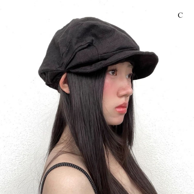 Damen Kariert Barett Kappe Japanisch Retro Zeitungsjunge Hut Dünn Freizeit Neu