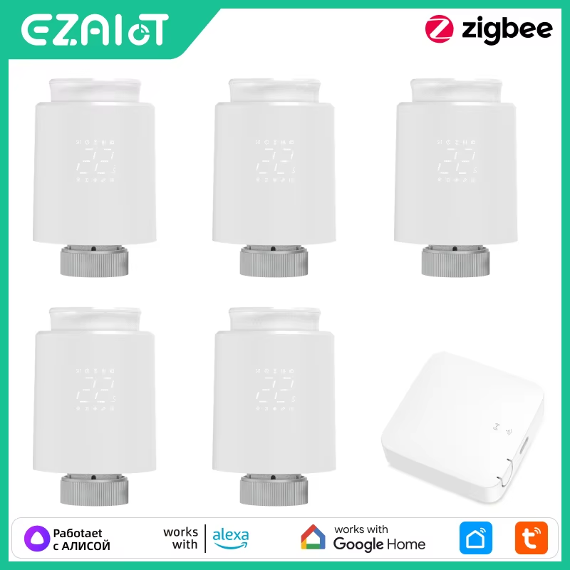 Tuya Zigbee 1-6Pcs Smart TRV Thermostatic Radiator Valve Actuator Programmable T