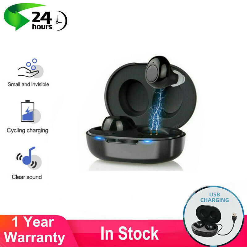 A Pair Rechargeable Digital Invisible Hearing Aids Amplifer Sound Voice Mini ITE