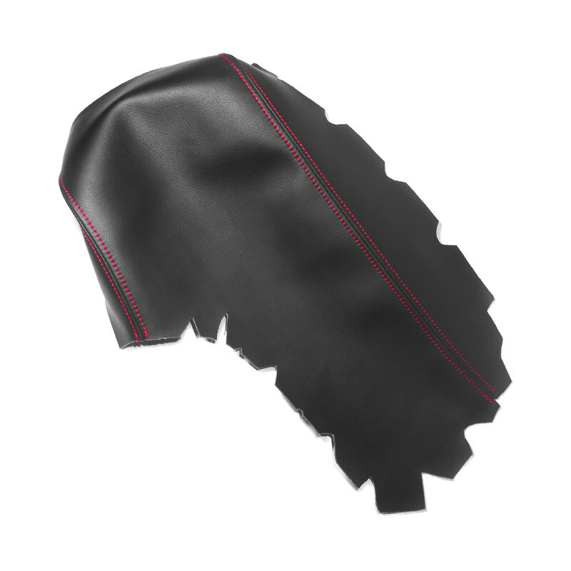 Black Microfiber Leather Armrest Center Console Cover Lid With Red Stitching For Lexus IS250 IS350 2014-2017