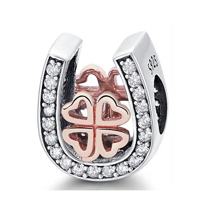 Charms Anhänger Beads Hufeisen Kleeblatt Glück 925 Silber für Pandora NEU
