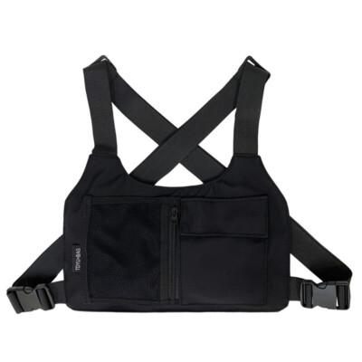Chest Pack Functional  Chest Bag Hip Hop Black Vest Storage Bag Unisex