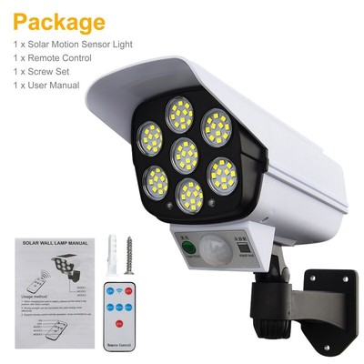 77LED Solar Light Fake Camera Dummy Security Camera Wall Lamp PIR Sensor Outdoor