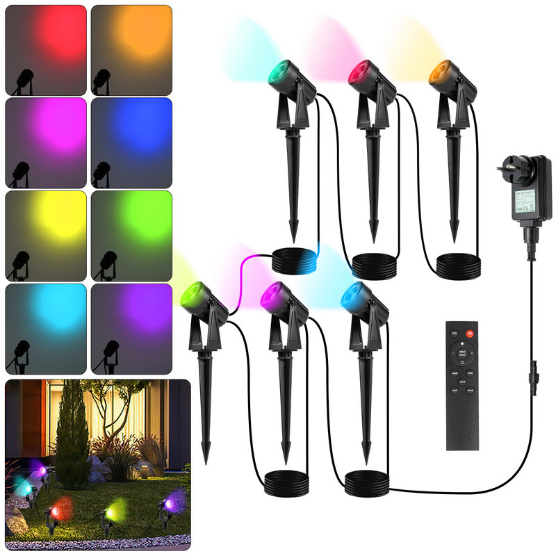 6er Set Gartenstrahler Mit ErdspieÃ AuÃEn Gartenspot Mit Fernbedienung Ip65 Rgb