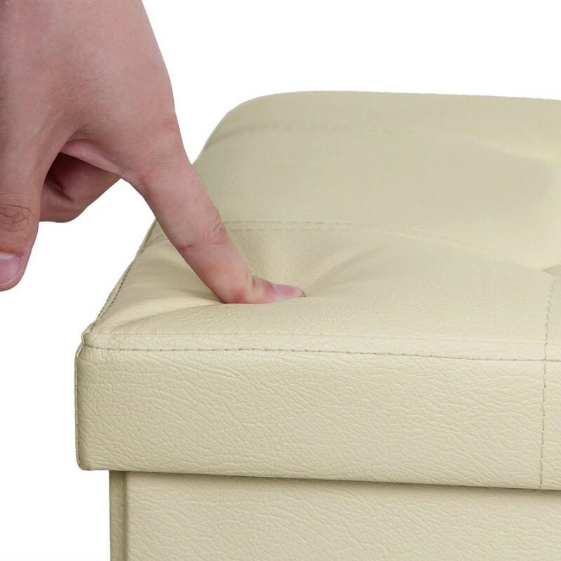 Pouf Poggiapiedi Contenitore Imbottito Portaoggetti Seduta Pelle 76x38x38cm 1