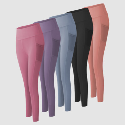 Damen Leggins Leggings Tights Kompressions Hose Laufhose mit Tasche