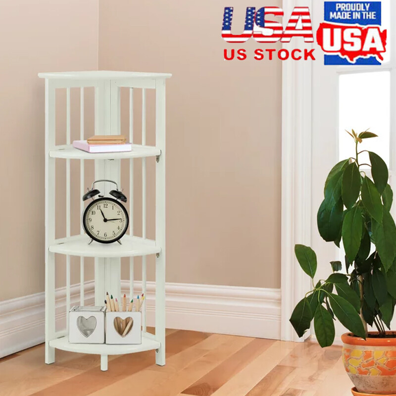 4-Shelf Foldable Corner Folding Bookcase Bookshelves Decorative Display Storage