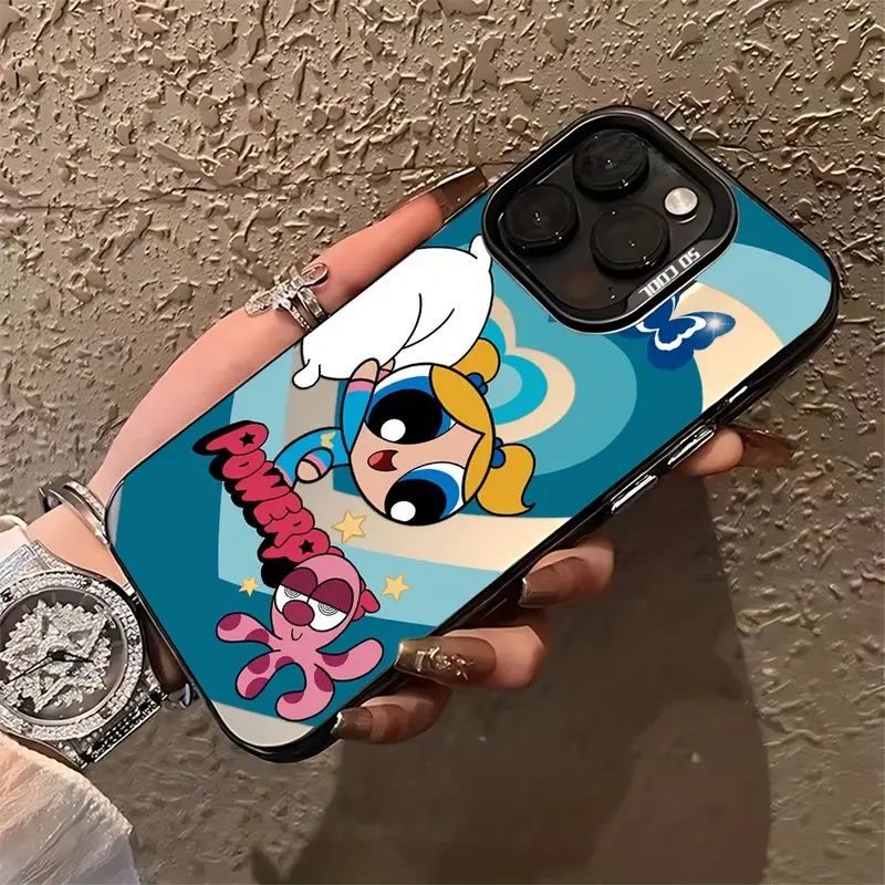 Powerpuff Girls Soft Gel Case for iPhone 14/15 Pro Max – Cute Cartoon Cover