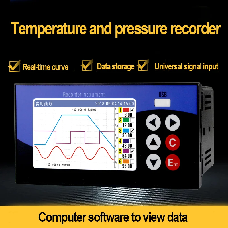Datalogger Temperature Flow and Pressure Data Logger Voltage and Current LCD Dis
