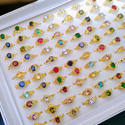 Wholesale Shining Zircon Crystal Rings Mixed Rings Bulk Lots Engagement Wedding