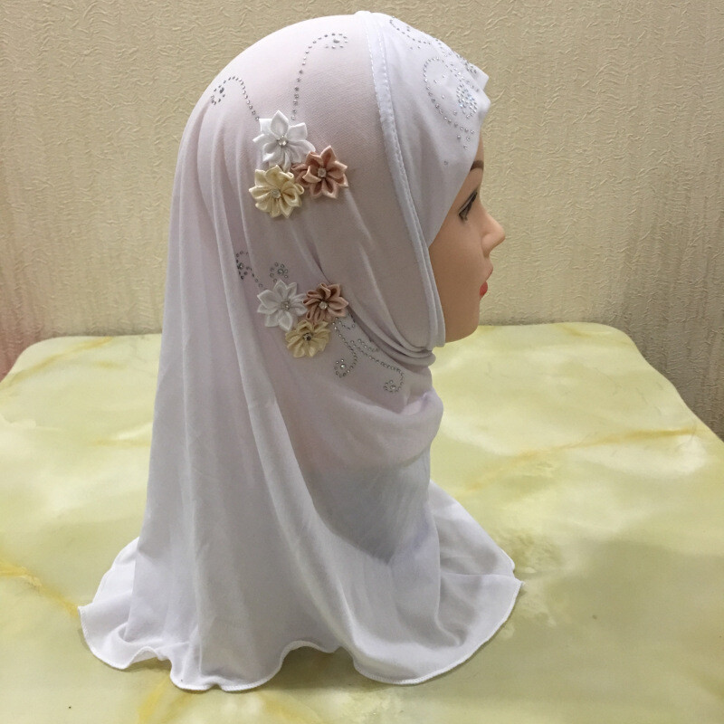1pc Passform 2-6 Jahre Mädchen Hijab Kopftuch Blumenmuster Abaya Muslim Arab Süß