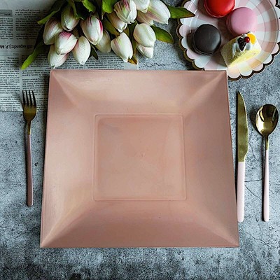 6 pcs 12" Blush CHARGER PLATES Square Wedding Party Dinner Supplies WHOLESALE