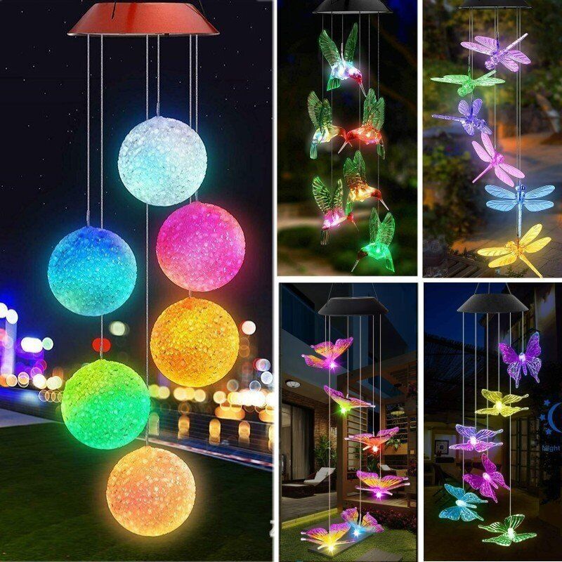 Solar Wind Chimes Lights LED Color Changing Hanging Lamp Garden Home Decor US