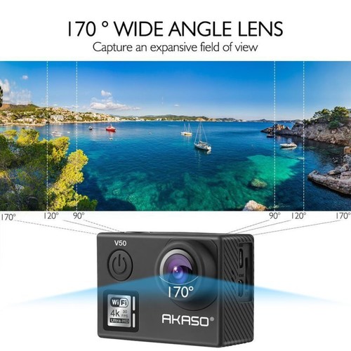 AKASO V50 Native 4K/30fps 20MP WiFi Action Camera w/ EIS Ultra HD Waterproof NEW