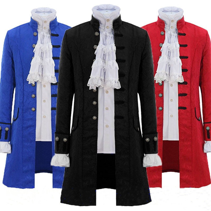 Mens Medieval Costume Steam Punk Long Style Retro Trench Show Jacket Coat Outfit