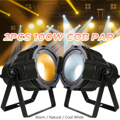 2Pack 100W COB LED Par Light DMX Stage DJ Audience Blinder Light Warm Cool White