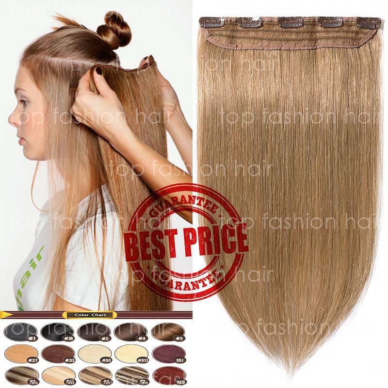 Real 100% Remy Clip in Human Hair Extensions One Piece Weft 3/4 Full Head THICK
