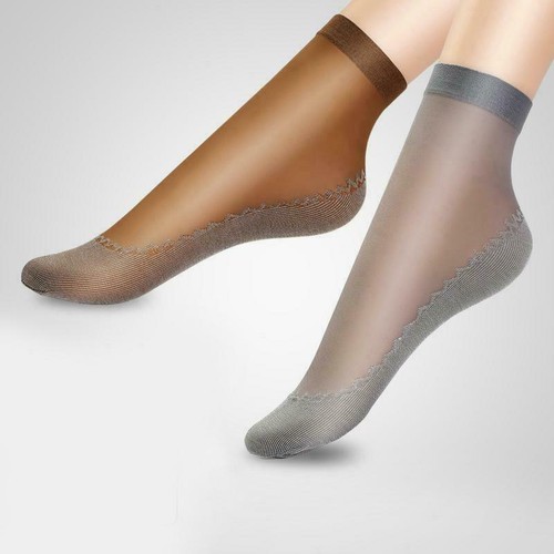 60x Women/'s Nylon Silk Summer Socks Thin Lace Wicking Non-Slip Short Socks