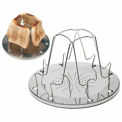 2X(4 Scheibe Camping Brot Toast Tablett Gasherde Herd BBQ Camping Toaster R L1F9