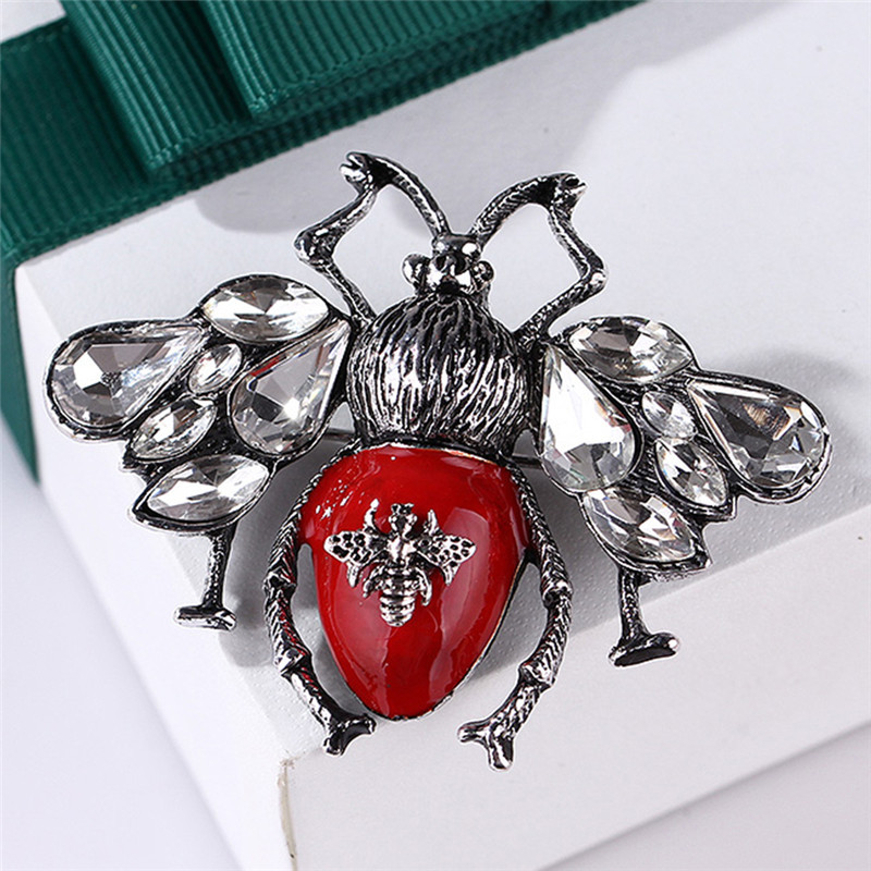Enamel Crystal Rhinestone Bee Brooch Pin Suit Women's Shirt Collar Pin