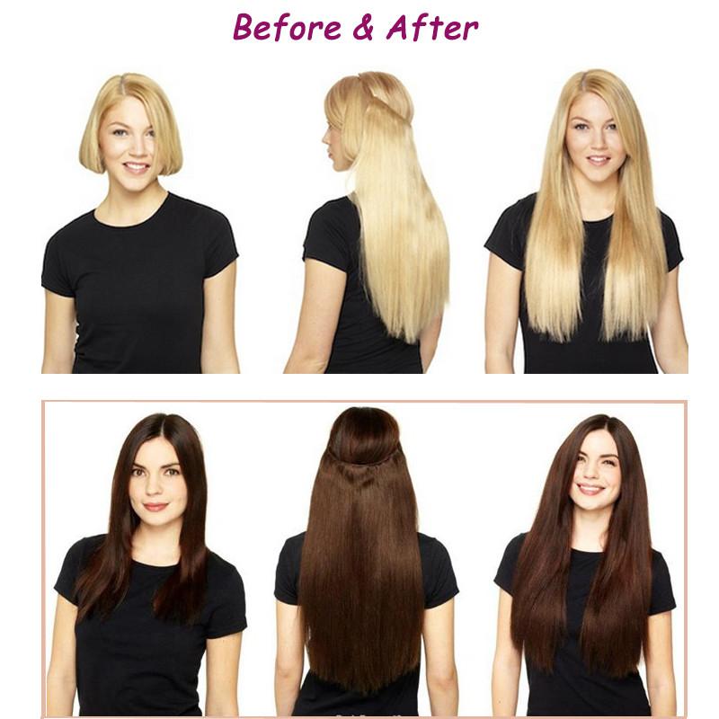 100% Remy Human Hair Extensions Invisible Headband Wire Hidden Weft Hair Blonde