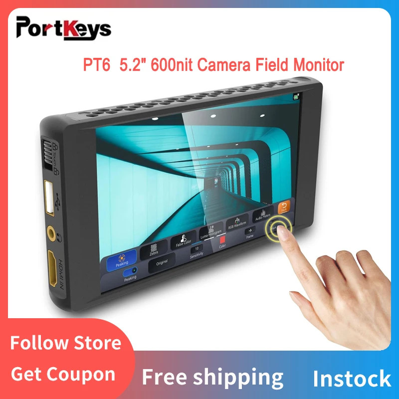 Portkeys PT6 Camera Field Monitor 5.2" 600nit Touchscreen Camera Monitor Vertica